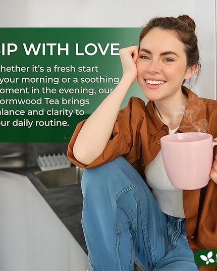 FreshDrinkUS, Premium Wormwood Tea - 135 Tea Bags - Handcrafted Herbal Blend, Caffeine-Free – Smooth Taste & Naturally Refreshing.