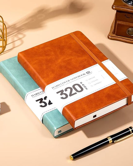 CAGIE 2 Pack Journals for Men Women- Journaling Notebooks Journals Leather for Writing Work Diary A5 Hardcover Thick