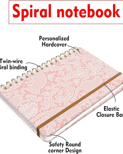 Spiral Journal Notebook for Women, Hardcover A5 College Ruled Notebook, 120 Pages, Thick Paper, Cute Lined Journal for School, Office & Work, 6 x 8.4 in(Pink Leopard)