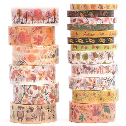 Songdao 18 Rolls Seasons Flowers Washi Tape Set Floral Arts Adhesive Tapes Blooming Garden Decorative Masking Tape Sets for Craft, Kids, Scrapbook, DIY, Gift Wrapping (Autumn)
