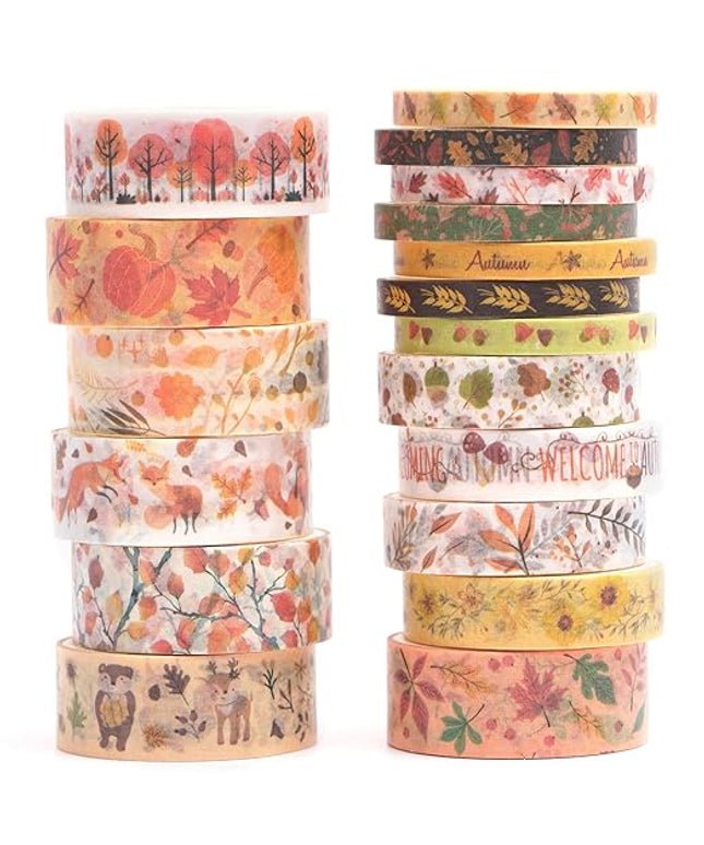 Songdao 18 Rolls Seasons Flowers Washi Tape Set Floral Arts Adhesive Tapes Blooming Garden Decorative Masking Tape Sets for Craft, Kids, Scrapbook, DIY, Gift Wrapping (Autumn)