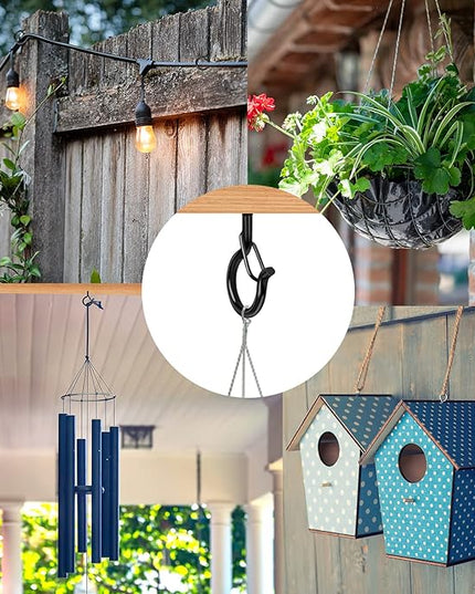 FSAH 36 PCS Q-Hanger Hooks with Safety Buckle, Windproof Screw Hooks for Outdoor String Lights Hanging Christmas Lights, Plants, with 1 Wing Nut Driver
