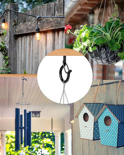 48 PCS Q-Hanger Hooks, Screw Hooks for Outdoor String Lights, Safety Buckle Design Cup Eye Hook for Hanging Christmas Lights, Plants, Wind Chimes, Mounted on Wall Ceiling, Include 1 Wing Nut Driver