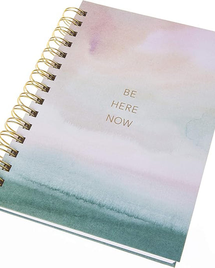 Graphique Hardbound Spiral Journal | Be Here Now Calming Watercolor Design | Premium Paper | Notebook | Diary | Lists | Record Month and Date | Great Gift | 160 Ruled Pages | 6.25” x 8.25”