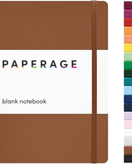 PAPERAGE Blank Journal Notebook, (Cognac), 160 Pages, Medium 5.6 inches x 8 inches - 100 GSM Thick Paper, Hardcover