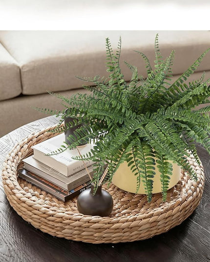 Coferset 13.5" Small Fake Plant Fern Potted Artificial Plants Fake Fern for Shelf Home Bathroom Office Decor(Gold Mental Pot)
