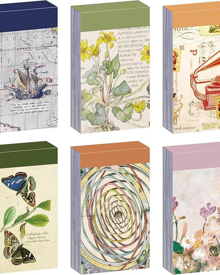 6 Sets 300 Pcs Washi Stickers Set Vintage Aesthetic Sticker Book for Journaling Decorative Scrapbook Floral Paper Sticker Kit for Scrapbooking, Bullet Journal, Art Craft Gifts, Notebook Making
