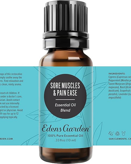 Edens Garden Sore Muscles & Pain Ease Essential Oil Blend- 100% Pure Premium Grade, Undiluted, Natural, Therapeutic, Aromatherapy, The Best for Diffusing, Skin, Face, Humidifiers 10 ml (.33 fl oz)