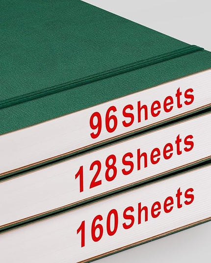 AHGXG Bullet Dotted Journal - Large A4 Notebook Dotted, 8.5''×11'', 320 Pages Dot Grid Notebook, 100gsm Thick Paper, Leather Softcover, with Journal Stencils, Inner Pocket - Green