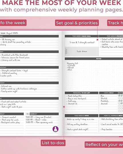 Clever Fox Planner Large – Undated Weekly & Monthly Planner for Productivity, Time Management & Goals – Organizer Journal – 7x10” (Hot Pink)
