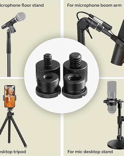 IXTECH Mic Stand Adapter Set 8 pieces Metal Microphone Stand Screw Thread Adapter 5/8 Female to 3/8 Male 3/8 Female to 5/8 Male 5/8 Female to 1/4 Male 1/4 Female to 5/8 Male Tripod Adapter ADP02 Black