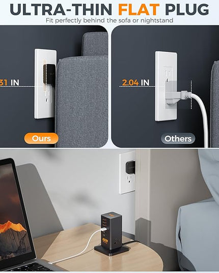Charging Station PD 100W, TESSAN 9-in-1 USB C Power Strip for iPhone 17/16/15, MacBook, Tablet, Desktop Phone Fast Charger with 3 AC, 3 USB-A Ports, Home Drom Office Accessories