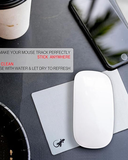 Mouse Pad Adhesive Bottom - Sticks to Any Surface - Portable - Webcam Covers and Screen Cleaner Included (Silver)