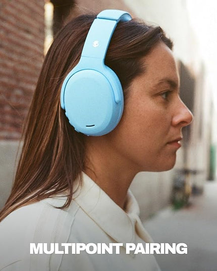 Skullcandy Crusher ANC 2 Wireless Over-Ear Bluetooth Headphones with Multi-Sensory Bass, Active Noise Cancelling, Up to 60 Hours Battery, Microphone for iPhone Android - Preppy Blue