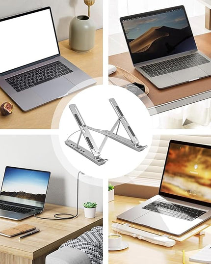 Laptop Docking Stand USB – Ergonomic Foldable Cooling Tablet Support, RGB Station Desk Computer, Monitor Display Office Home Work | Desk Computer Monitor Display Office Home Work Charging