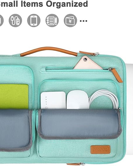 MOSISO 360 Protective Laptop Case 13.3 inch, 13-13.3 inch Laptop Sleeve Compatible with MacBook Air/Pro 13 / Pro 14,HP Dell Acer ASUS,Side Open Carrying Case with 4 Zipper Pockets&Handle, Aqua Green