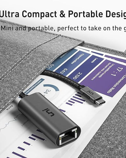 uni USB C to Ethernet Adapter, Driver Free RJ45 to USB C [Thunderbolt 3/4 Compatible], 1Gbps Type-C Gigabit Ethernet LAN Network Adapter for MacBook Pro/Air, iPhone 15 Pro/Max, Dell XPS, Galaxy S8-S24