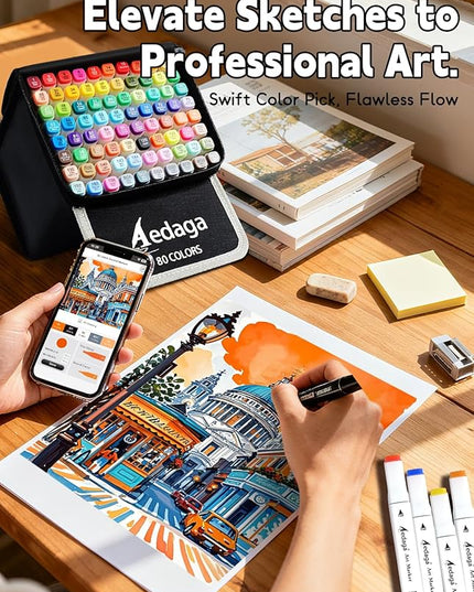 YHC 200 Colors Alcohol Markers for Artists, Free APP for Coloring, Dual Tips Alcohol-Based Markers for Drawing,Painting and Sketching, Great Gift Idea for Adults