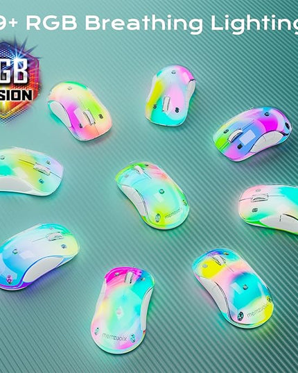 memzuoix 2.4G LED Wireless Mouse, Rechargeable Ergonomic Mouse with Detachable Cover, 1400 DPI Portable Optical Computer Mouse with USB Receiver for Laptop, PC, Desktop and MacBook, 5 Buttons-Green