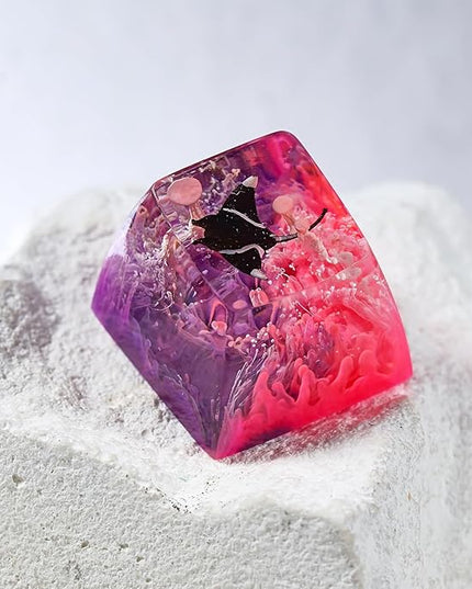 Manta Ray Artisan Keycap Magenta Pink Ocean Coral R1 SA Profile Custom Sea Creatures Keycaps 1U ESC Handmade Gaming Resin Key Cap Cherry MX Switch Compatible Mechanical Keyboard Manta Ray Lover Gift