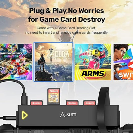 Switch Game Card Reader - 8 In 1 Switch Game Card Holder for Nintendo Switch/Switch OLED Console, Switch Multi Game Reader Switcher Quick Identification(4 For Game+4 For Storage)