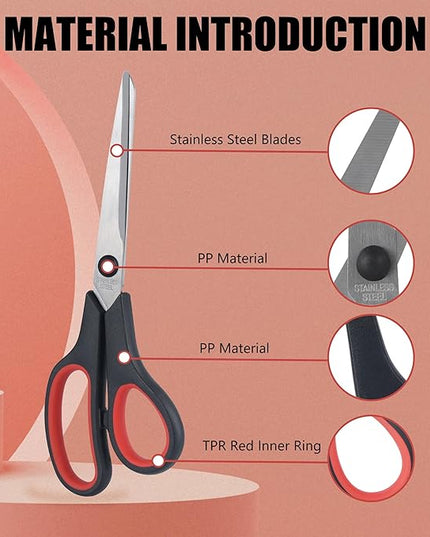 Lichamp 8.5” Scissors, 12-Pack Multipurpose Sharp Scissor, Comfort Grip Handles Household for Office, School, Home and Arts