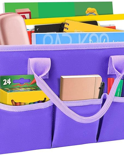 ZKOO Art Organizer Desktop Craft Storage Tote Bag for Crafts, Sewing, Paper, Art, Canvas, Supplies Storage Organization with Handles for Travel or Daily Use (Purple, Small)