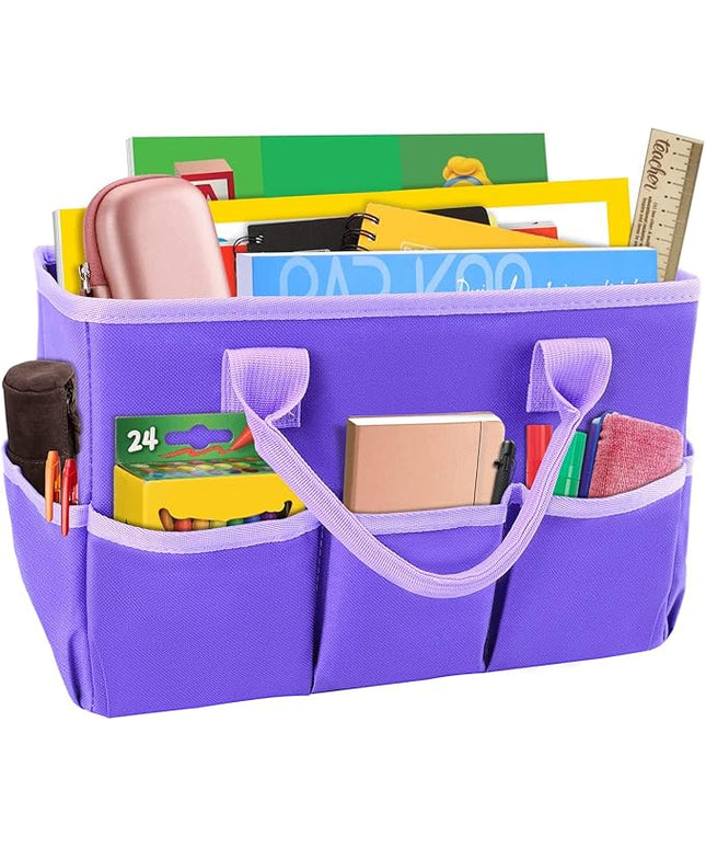 ZKOO Art Organizer Desktop Craft Storage Tote Bag for Crafts, Sewing, Paper, Art, Canvas, Supplies Storage Organization with Handles for Travel or Daily Use (Purple, Small)