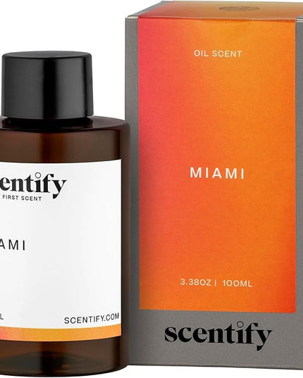 Scentify Miami Aroma Oil Refill Scent for Oil Diffusers - Creamy, Cashmere, Sandalwood, Musk Scents - Luxurious Relaxing Aromatherapy Diffuser Fragrance 100ml, 3.38 oz