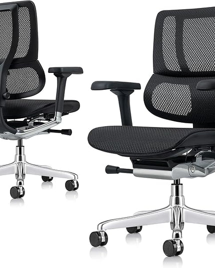 Ergohuman Eurotech ME3ERG-XTREME Mid Back Mesh Office Chair with Tilt Tension Control, Tilt Lock, Back Angle, Back Height, Synchro Tilt, Seat Height, Seat Depth, and Arm Height Adjustments