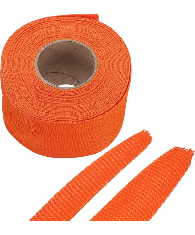 MECCANIXITY Braided Cable Sleeves Heat Shrinkable Fabric Sleeving, 2" 33ft Orange 2:1 Ratio Heat Shrinkable Cord Protector for Harness Cable, Network Cable Protection, Cable Management