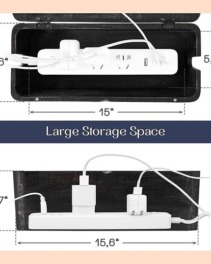 Large Cable Management Box - Cable Organizer Box and Power Strip Box for Electrical Cord Management - Hide Desk Cord and Floor Cables - Wire Storage and Organization for Cords