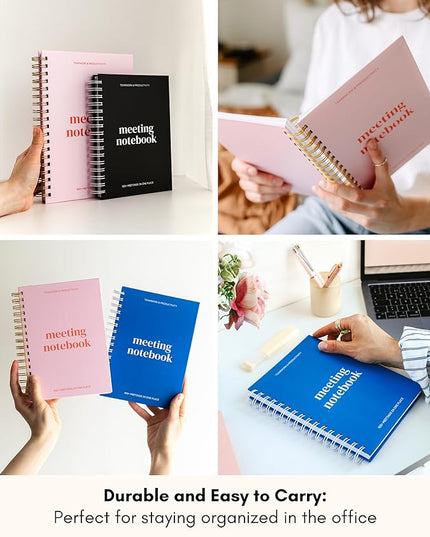 Lamare Meeting Notebook for Work Organization – Perfect Work Notebook for Note Taking & Meeting Planner for Productivity