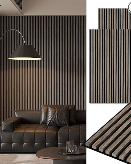 Art3d 2-Pack 48" x 24" Acoustic Wood Panels for Wall, Soundproof Wood Slat Panel for Wall and Ceiling, 3D Fluted Sound Absorbing Paneling for Interior Wall Decor, Living Room, Bedroom - Walnut