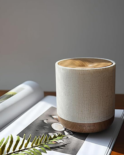 ZmarKraft Essential Oil Diffuser 200ml with Fabric Cover and Night Lamp | Ultrasonic Aroma Diffuser | Humidifier w Lights | Room Decor | Small Humidifier for Bedroom | Gift (Light Brown)