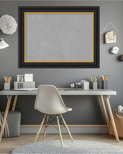 Amanti Art Black Framed Magnetic Board 26x34 Medium Vision Board for use with Magnets, 100% Metal Sheet to Display Items as Office Decor or for Home Organization in mudroom, Kitchen or Kids Room
