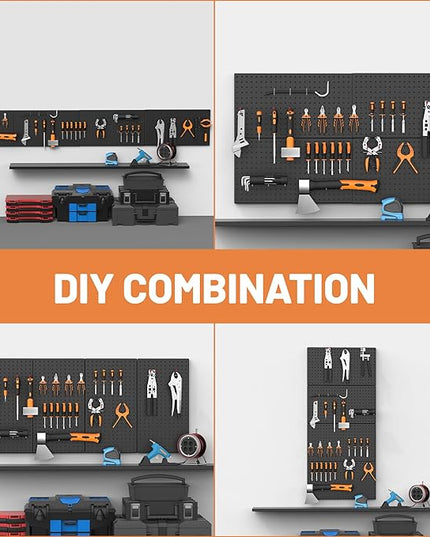Ultrawall 4 Pack Metal Peg Board Panels with Hooks, Pegboard Wall Tool Organizer for Garage, 84pcs Peg Board with Accessories, 24"X12"
