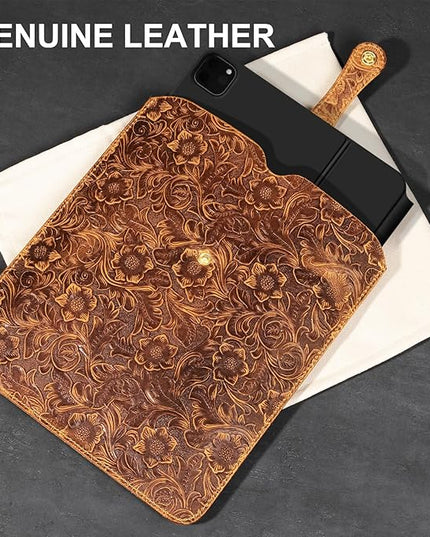 Genuine Leather Laptop Sleeve 13 Inch, Precisely Compatible with MacBook Pro M2 2022 M1 2020-2016 & Mac Air M3 2024 M2 2022 M1 2020,IPad Pro 12.9/Air13/,can be Placed with Magic Keyboard