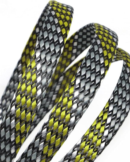 Braided Expandable Cable Sleeve, 25ft PP Cotton and PET Braided Cable Management, Flexible Mesh Wire Loom and Cable Protector for TV, Computer, Home Theater, Automotive (Yellow White Grey, 5/16")