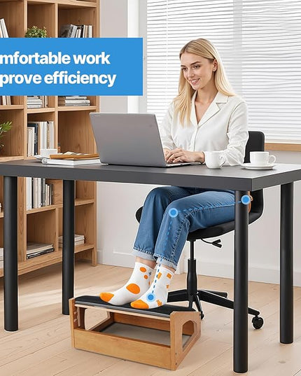 Ergonomic Foot Rest, 4 Adjustable Height Foot Stool,Footrest Under Desk， Soft Cushions,Foot Rest Office,Improving Posture, Promoting Blood Circulation（Natural）