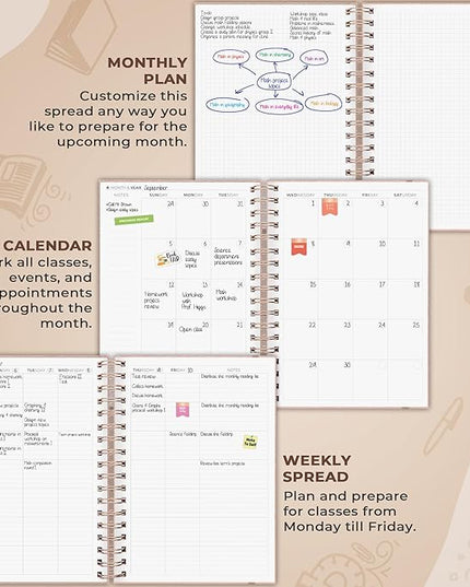 Clever Fox Teacher Planner Spiral – School Year Planner with Calendars & Lesson Plans – Teacher Plan Book for Classroom & Homeschool Organization - Undated, 7.9x10″ (Rose Gold)