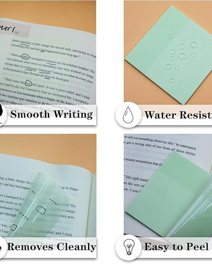 Translucent Sticky Notes, 3"x3" Cute Clear Transparent Page Flags Book Markers Stickers, Planner Accessories Sticky Notes, Bible Journaling Study Office School Supplies