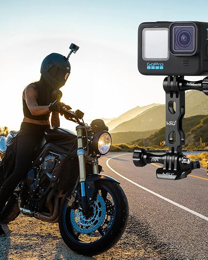 HSU (7 Pcs) All Aluminum Alloy Extension Arm Kit Metal Pole Mount Helmet Stick Extension Arm Mount for GoPro Hero 13/12/11/10/9/8/7/6/5 Black, DJI Osmo Action and More (11.8”/6.5”/3.3”) (Black)