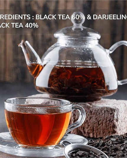 Pansari English Breakfast Tea – 100 Premium Tea Bags Classic Black Tea Blend With Darjeeling Rich Flavour & Medium Strength Perfect Morning Brew 50G Pack