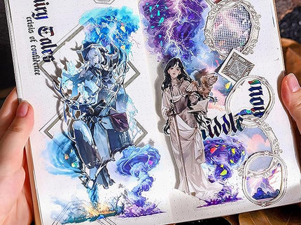 AuriicLeaf Lightning Tornado PET Sticker Set, 60Pcs Large Holographic Stickers for Scrapbooking, Journaling, Junk Journal Supplies, and DIY Crafts