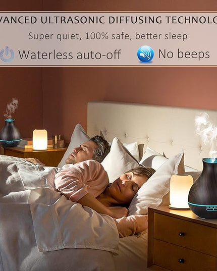 BZseed Aromatherapy Essential Oil Diffusers,2 PCS 550ml High Mist Output Humidifiers for Large Room, Home, Waterless Auto-Off, 7 Color LED Lights Cool Mist Humidifier Ultrasonic Diffusers