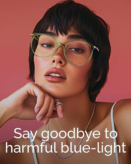 Gaoye Blue Light Blocking Glasses - Trending Round TR90 Frames, Metal Arms, UV400 Protection - Matching Soft Case