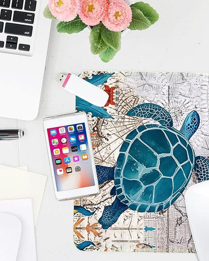 Sea Turtle Square Mouse Pad,Non-Slip Rubber Base Mouse Pad,Home Office Decoration Desktop Accessory,Laptop Mouse Pad for Office Laptops,9.4x7.8x0.12inch 2
