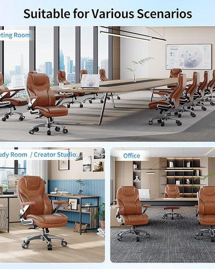 Big and Tall Office Chair with 5D Arms, 600lbs Fabric & PU Leather Heavy Duty Desk Chair, Adjustable Lumbar Support & Height, Tilt Function, High Back Ergonomic Executive Computer Chair