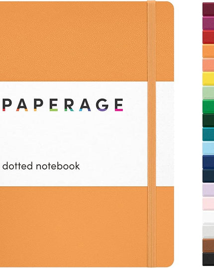 PAPERAGE Dotted Journal Notebook, (Marigold), 160 Pages, Medium 5.6 in x 8 in - 100 GSM Thick Paper – Hardcover Journaling Notebook for Work, School & Bullet Journaling